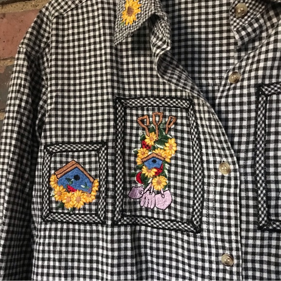 Vintage TALK OF AMERICA Sportswear gingham check button up embroidered shirt 20 - Picture 5 of 6